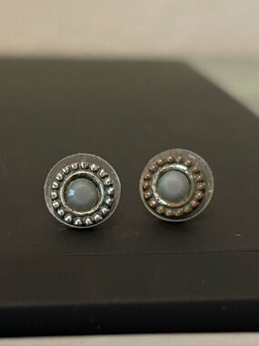 Grey Crystal Studs with Beaded Borders